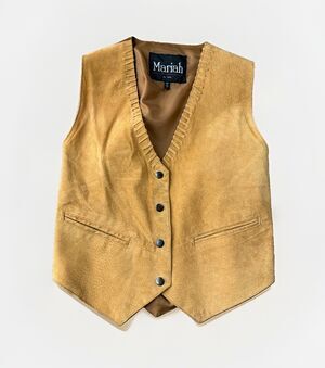 Mariah by MPW Vintage Suede Leather Vest Medium Tan Brown Western Boho Cowgirl M
